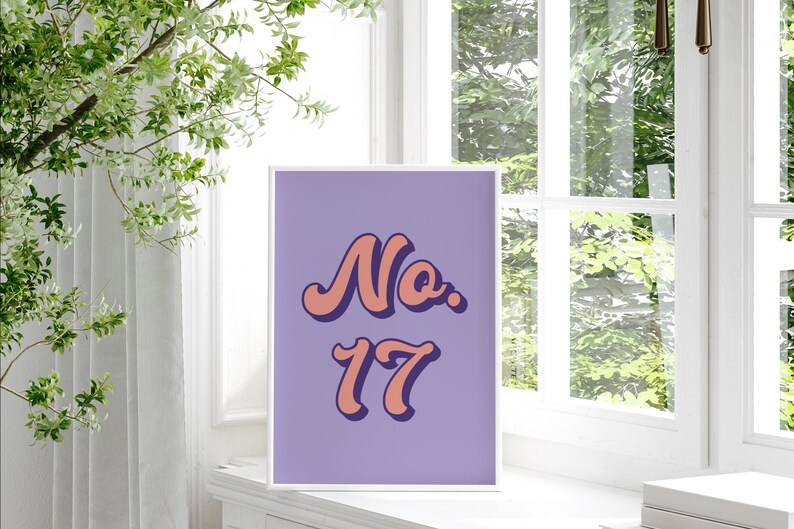 House Number Colourful Print, 4x6/5x7/8x10/A6/A5/A4/A3/A2/A1, Bedroom/Living Room/Hallway/Kitchen Retro Wall Art, New Home Address Gift image 7