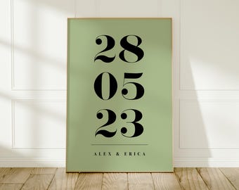 Personalised Date and Name Print: Custom Date Wall Decor
