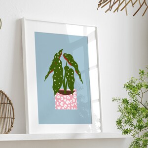 Colourful Plant Print Botanical Art, Unframed 4x6/5x7/8x10/A6/A5/A4/A3/A2/A1, Pink & Blue House Plant Illustration Gallery Wall Home Decor image 4