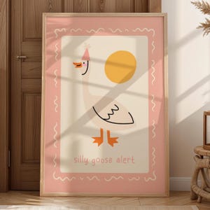 Silly Goose Alert Print: Colourful Animal Wall Art