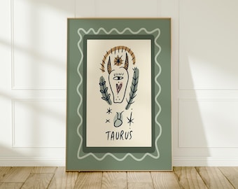 Taurus Star Sign Print: Colourful Horoscope Wall Art