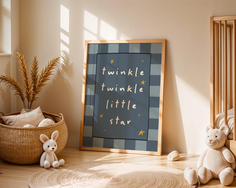 Twinkle Twinkle Little Star Art Print: Blue Nursery Wall Decor - Etsy