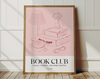 Book Club Print: Book Lover Art Poster