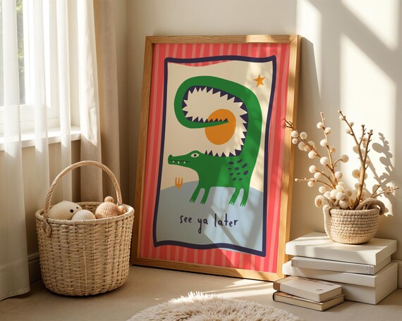 See Ya Later Alligator Print: Maximalist Wall Art