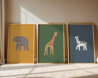 Safari Animal Print Set of 3: Nursery Wall Art