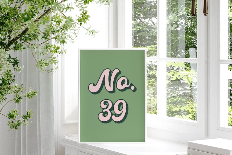 House Number Colourful Print, 4x6/5x7/8x10/A6/A5/A4/A3/A2/A1, Bedroom/Living Room/Hallway/Kitchen Retro Wall Art, New Home Address Gift image 2