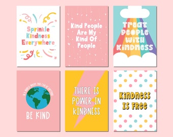 Positive Postcards, Kindness Quotes, Pack of 6 / Pack of 12, Motivational Quote Set, Be Kind, A6 Postcards, Blank Postcards