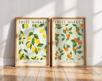 Lemon & Orange Print Set of 2: Farmhouse Fruit Wall Art