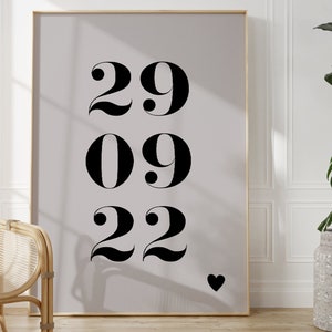 Personalised Date Print, Unframed 4x6/5x7/8x10/A6/A5/A4/A3/A2/A1, Special Custom Gift For Wedding/Couple/Anniversary/Birthday/New Home