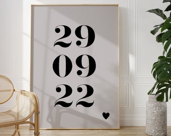 Personalised Date Print, Unframed 4x6/5x7/8x10/A5/A4/A3/A2/A1, Special Custom Gift For Wedding/Couple/Anniversary/Birthday/New Home