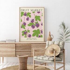 Fruit Market Fig Art Print, Unframed 4x6/5x7/8x10/A6/A5/A4/A3/A2/A1, Vintage Aesthetic Kitchen Wall Art, Retro Food Illustration Poster image 2