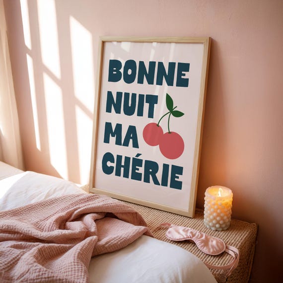 Bonne Nuit Ma Chérie Wall Art: Bold Bedroom Decor