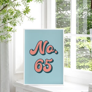 House Number Colourful Print, 4x6/5x7/8x10/A6/A5/A4/A3/A2/A1, Bedroom/Living Room/Hallway/Kitchen Retro Wall Art, New Home Address Gift image 3