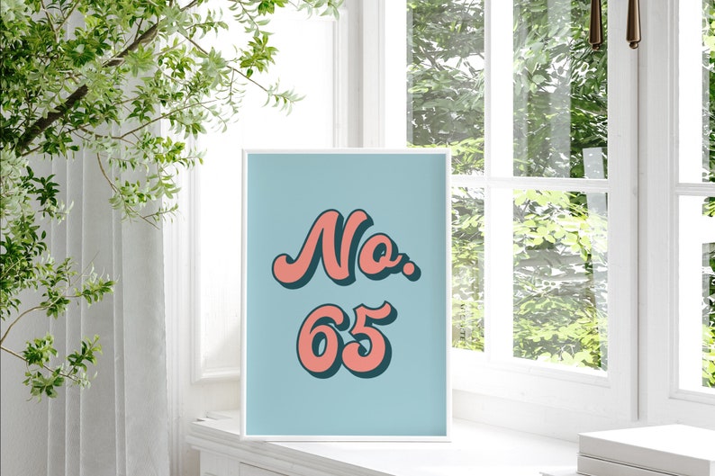 House Number Colourful Print, 4x6/5x7/8x10/A6/A5/A4/A3/A2/A1, Bedroom/Living Room/Hallway/Kitchen Retro Wall Art, New Home Address Gift image 3