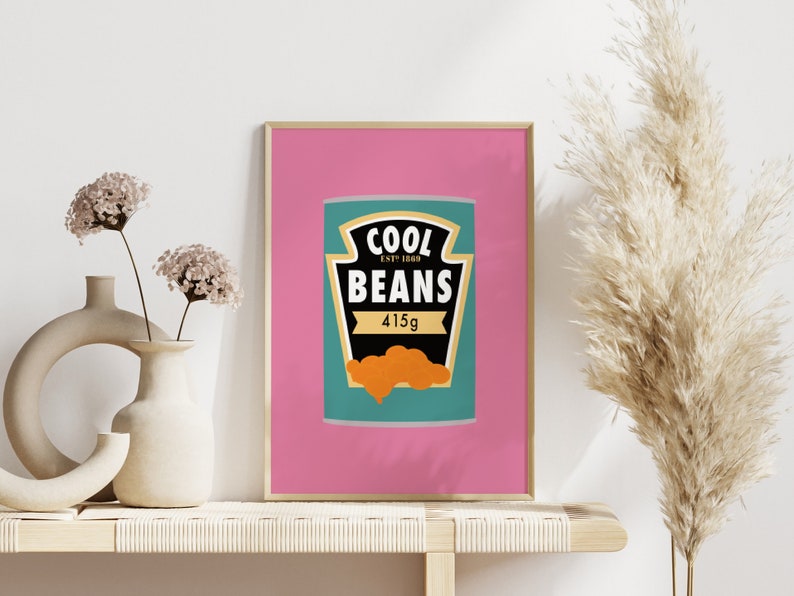 Cool Beans Art Print In Magenta, Unframed 4x6/5x7/8x10/A6/A5/A4/A3/A2/A1, Colourful Kitchen/Bedroom/Living Room Wall Art, Eclectic Decor image 5