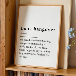 Bookworm Print, Book Hangover Definition, Book Lover Home Decor, Reading Literary Quote, Bookish Gallery Wall Art, Unframed A4-A1, 5x7-24x36