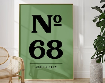 House Number & Name Print, Unframed 4x6/5x7/8x10/A6/A5/A4/A3/A2/A1, Personalised Modern Hallway/Bathroom/Living Room/Kitchen New Home Gift