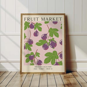 Affiche murale Figues : Décoration de cuisine beige style marché aux fruits