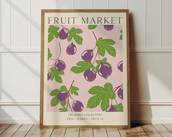 Figs Wall Art Print: Beige Fruit Market Kitchen Decor
