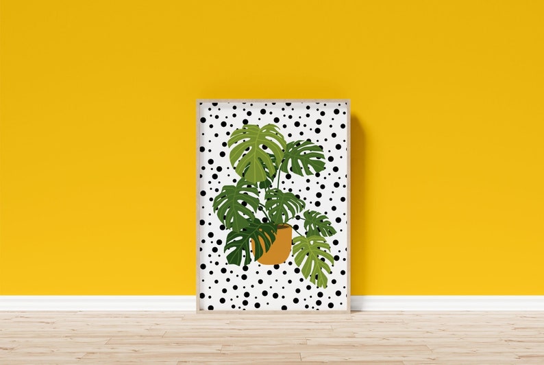 Monstera Print, Botanical Wall Art, Unframed 4x6/5x7/8x10/A6/A5/A4/A3/A2/A1, Polka Dot, Bathroom/Living Room/Bedroom, Art Print image 4