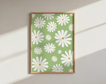 Daisy Pattern Art Print: Colourful Floral Wall Decor