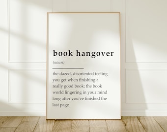 Book Hangover Definition Print: Bookworm Literary Quote Art