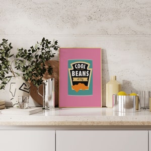Cool Beans Art Print In Magenta, Unframed 4x6/5x7/8x10/A6/A5/A4/A3/A2/A1, Colourful Kitchen/Bedroom/Living Room Wall Art, Eclectic Decor image 3