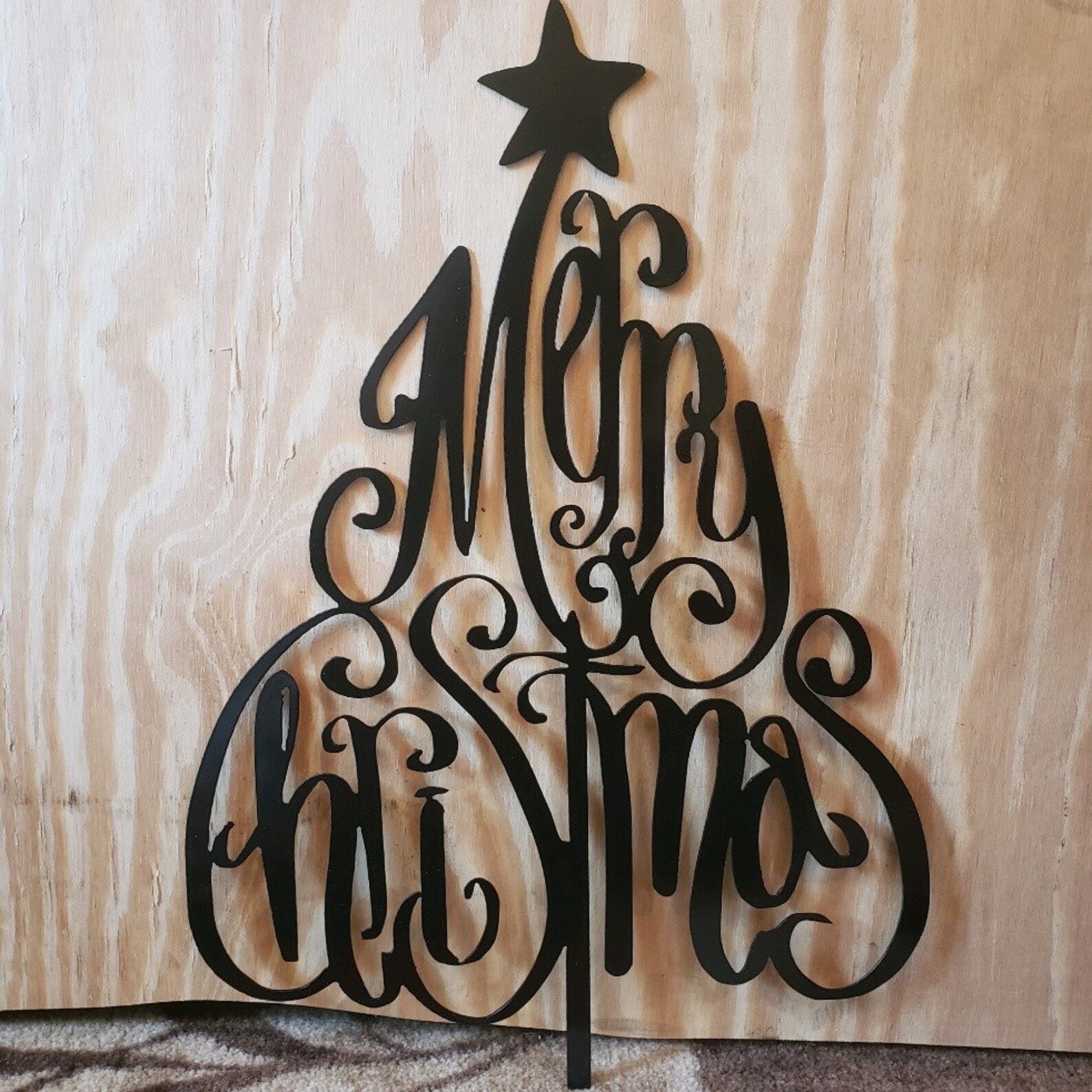 Merry Christmas Tree Metal Art Etsy