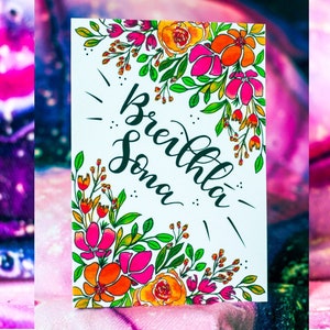 Breithlá Sona / Cartão de felicitações de feliz aniversário, língua irlandesa, gaélico, pintado à mão