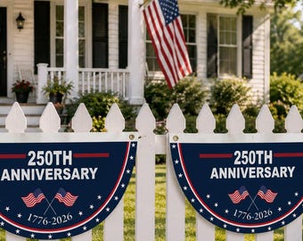 4th of July 250th Anniversary Fan Flags, Patriotic Porch Bunting Decorations, We The People USA Decor, Outdoor Fourth of July Decor