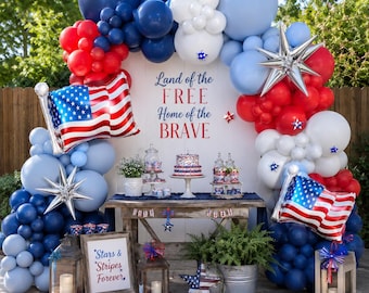 Patriotic Balloon Garland Kit, Fourth of July Balloon Arch, Red White Blue Party Decorations, Independence Day Decor, Memorial Day Balloons