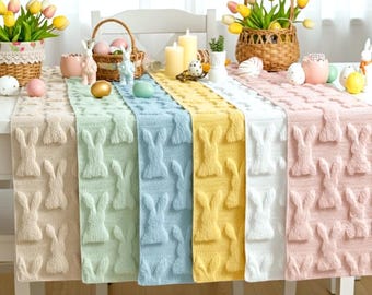 Runner da tavolo a forma di coniglietto pasquale, runner da tavolo primaverile, decorazione da tavolo a forma di coniglio, decorazione pasquale in stile fattoria, decorazione per il brunch pasquale 13 x 72 pollici