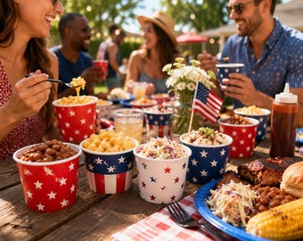 4th of July Disposable Cups, Patriotic Ice Cream Cup, Snack Cups, BBQ Side Cups, Party Favor Cups, Dessert Cups, USA Party Decor