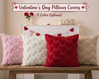Valentine Heart Throw Pillow Cover, Love Throw Pillow, Romantic Home Decor, Cozy Cushion Pillowcase, Soft Textured Hearts Print