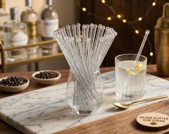 Glitter Stir Sticks, Drink Stirrers Reusable, Cocktail Stir Sticks, Cute Drink Sticks, Dessert Sticks, Pack of 50