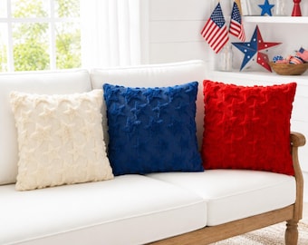 4th of July Pillow Cover, Patriotic Star Throw Pillow, USA Star Pillow Cover, Memorial Day Home Decor, Red White Blue Couch Cushion Cover