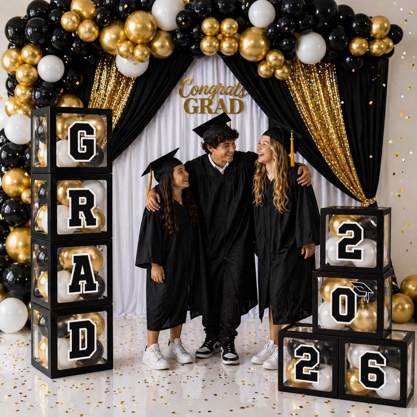 Grad Boxes 2026 Graduation Balloon Box Set, Grad Boxes With Balloons, 4 Clear ...