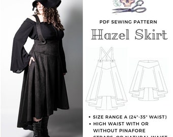 Intro price DIGITAL DOWNLOAD, Hazel skirt sewing pattern, Size range A, High/natural waist, 2 lengths, with pockets. PDF, print at home