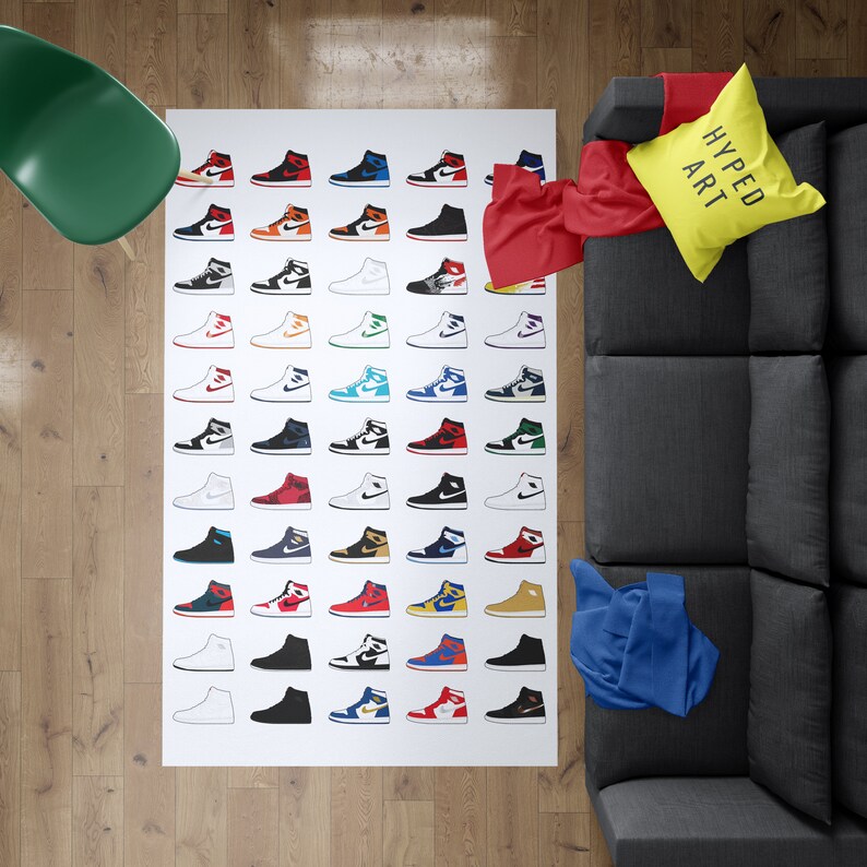 Air Jordan 1 Collection Area Rug Hypebeast Decor Etsy
