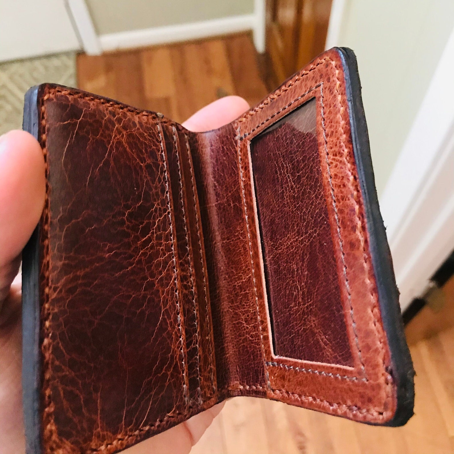 Snapping Turtle Wallet Bifold Minimalist Leather Rustic Etsy