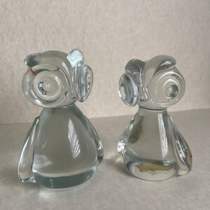 Vintage Pair of Glass Owl Collectibles or Paperweights