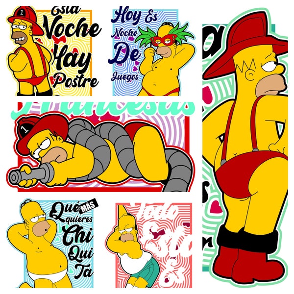 6 Vectores de Homero Simpson Sexy para san valentin, vectores en PDF y PNG de alta resolución