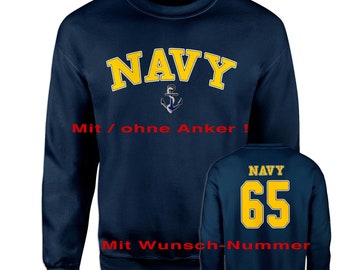 Sweatshirt US Navy Wunschnummer Sweater Marines Seal Military