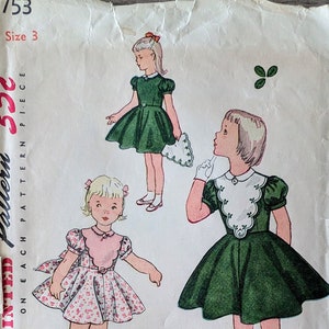 Simplicity 3753 | Size 3 | Toddler Dress | Vintage 1950s Sewing Pattern