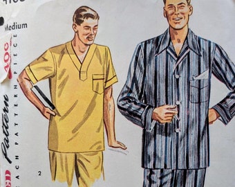 Einfachheit 4108 | Brustumfang 38-40 | Herren Pyjama und Nachthemd | Vintage 1950er Jahre Schnittmuster