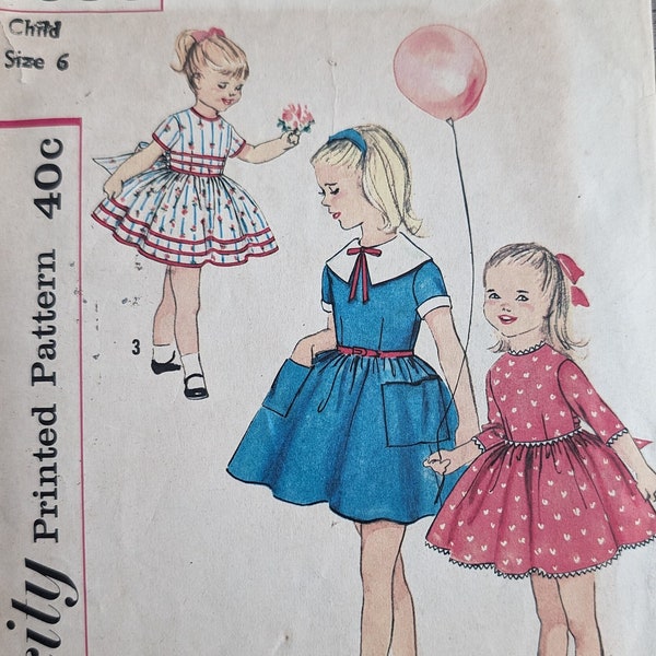 Simplicity 3095 | Size 6 | Girl's Dress | Vintage 1950s Sewing Pattern