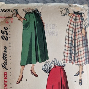 Simplicity 2665 | Waist 28 | Skirt | Vintage 1940s Sewing Pattern