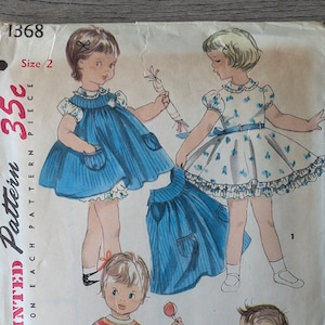 Simplicity 1368 | Size 2 | Toddler dress and jumper | Vintage 1950s Sewing Pattern