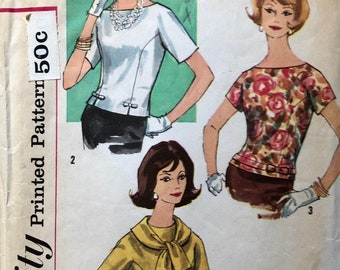 Eenvoud 3716 | Buste 34 | Blouse en afneembare kraag | Vintage jaren 1960 naaipatroon