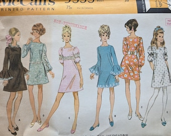 McCall's 9555 | Bust 36 | Dress | Vintage 1960s Sewing Pattern